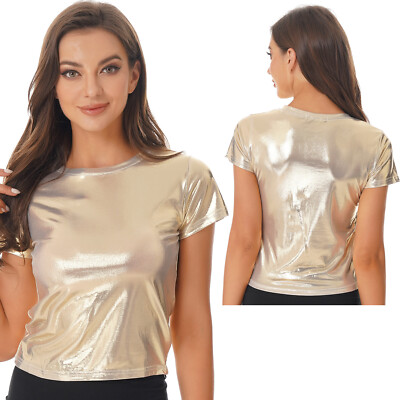 Damen Wetlook Crop Top Bauchfrei BH Tops busenfreies Bustier Weste Reizwäsche