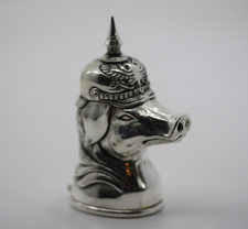 German WW1 Silver Plated Picklehaube Helmet Pig Match Safe Vesta Case
