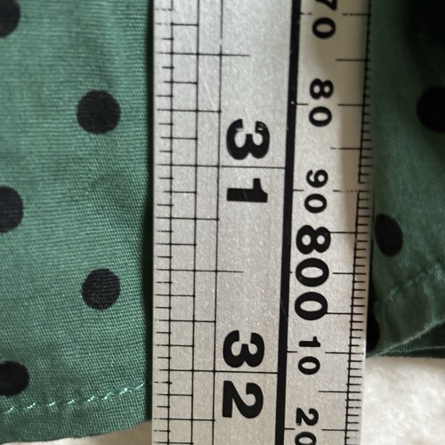 Hell Bunny Dress Size M Green Polka Dot Black Collar Fit Flare Retro Rockabilly - Picture 19 of 19