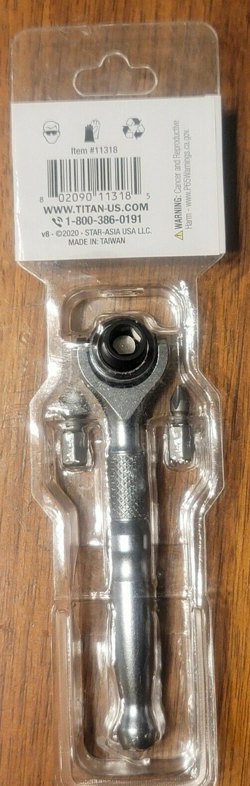 Titan Micro 1/4" HEX 90 Tooth Reversible Swivel Head Ratchet w/ Bits
