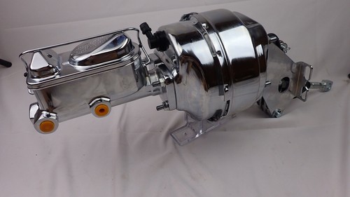 Mopar power brake booster master cylinder chrome 1 1/16 bore A B E body Cuda - Foto 3 di 8