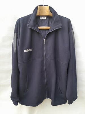 Vintage adidas Track Jacket Men's XL Black Oversized Monogramed lining 90s