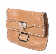 Valentino Rock Stud Clutch In Cognac, Classic In Great Condition Authentic Rare