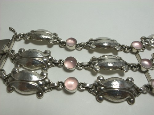 Georg Jensen Bracelet #11 Rose Quartz Moonlight Blossom Silver 925 - Picture 11 of 12