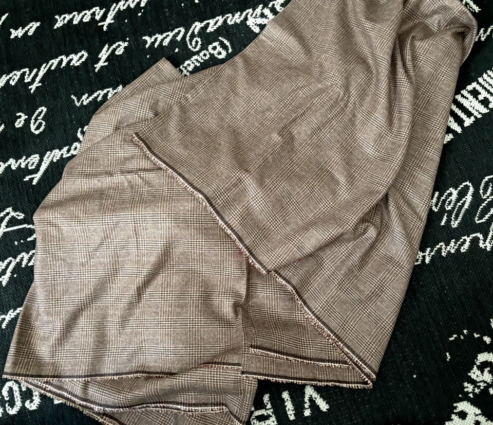 De colección 4 3/4 Yardas 60"X170" DISEÑADOR ESPIGA TELA A CUADROS LANA Traje Marrón Beige Foto 3 de 4