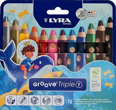 Lyra Groove Triple 12 Stück 3in1 Buntstifte für Kinder