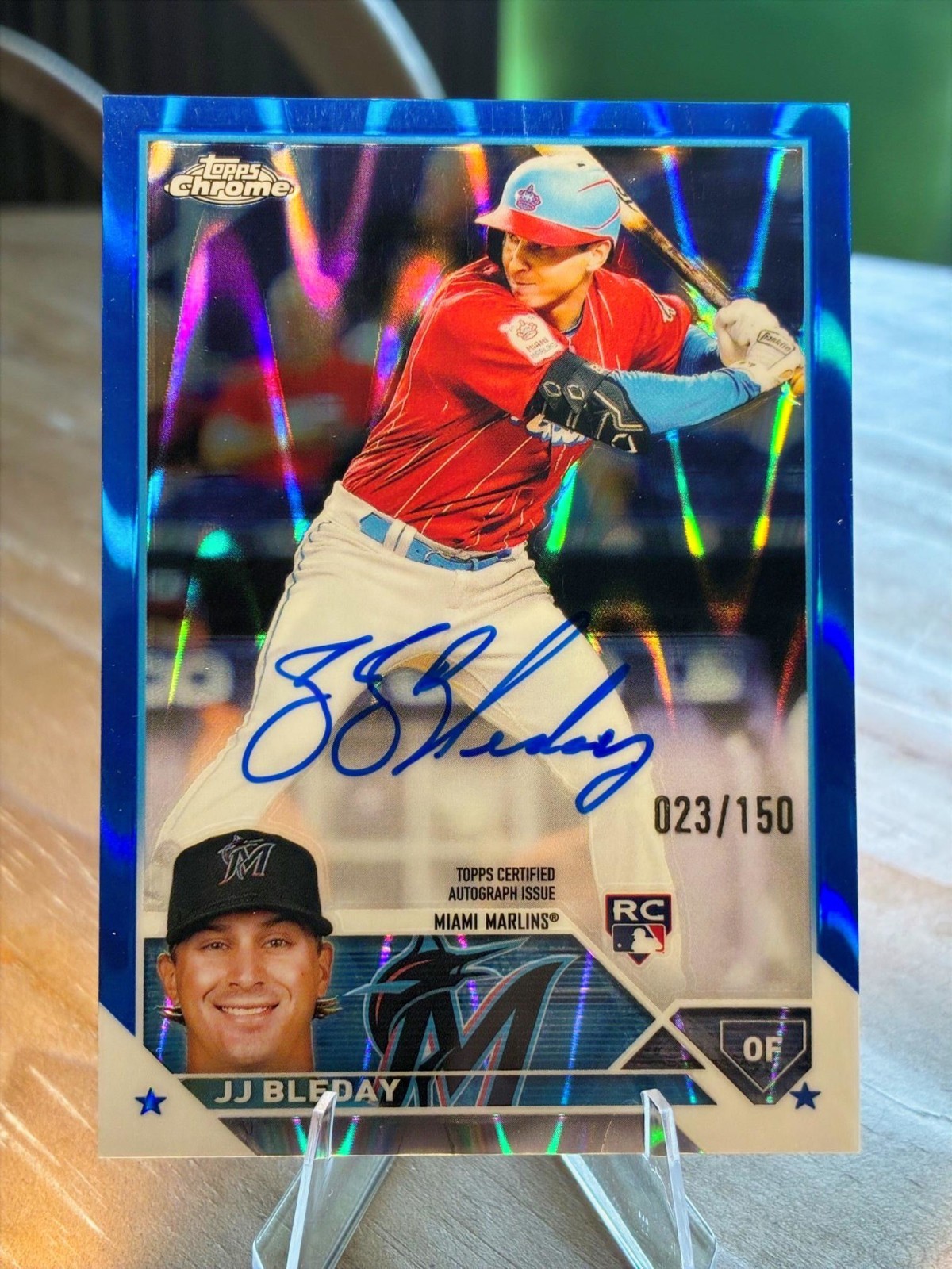 2023 Topps Chrome - Rookie Autographs JJ Bleday Blue RayWave Refractor /150 REDS