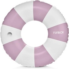 FUNBOY Giant Vintage Stripe Inflatable Tube Pool Float with Cup Holder 48" Large