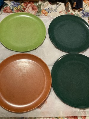 COLOR FLYTE DINNER PLATES By Branchell Lot Of 4 Orange Lime Forest Green 10 Inch
