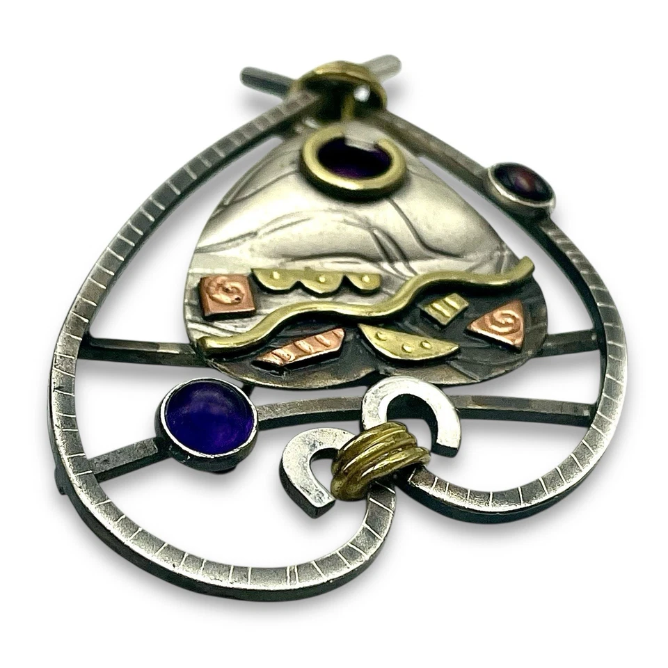 Broche Corazón Modernista SUSAN MARIA BUCKLEY Niobio Plata Latón Cobre🔥!¡OFERTA!🔥 Foto 4 de 4