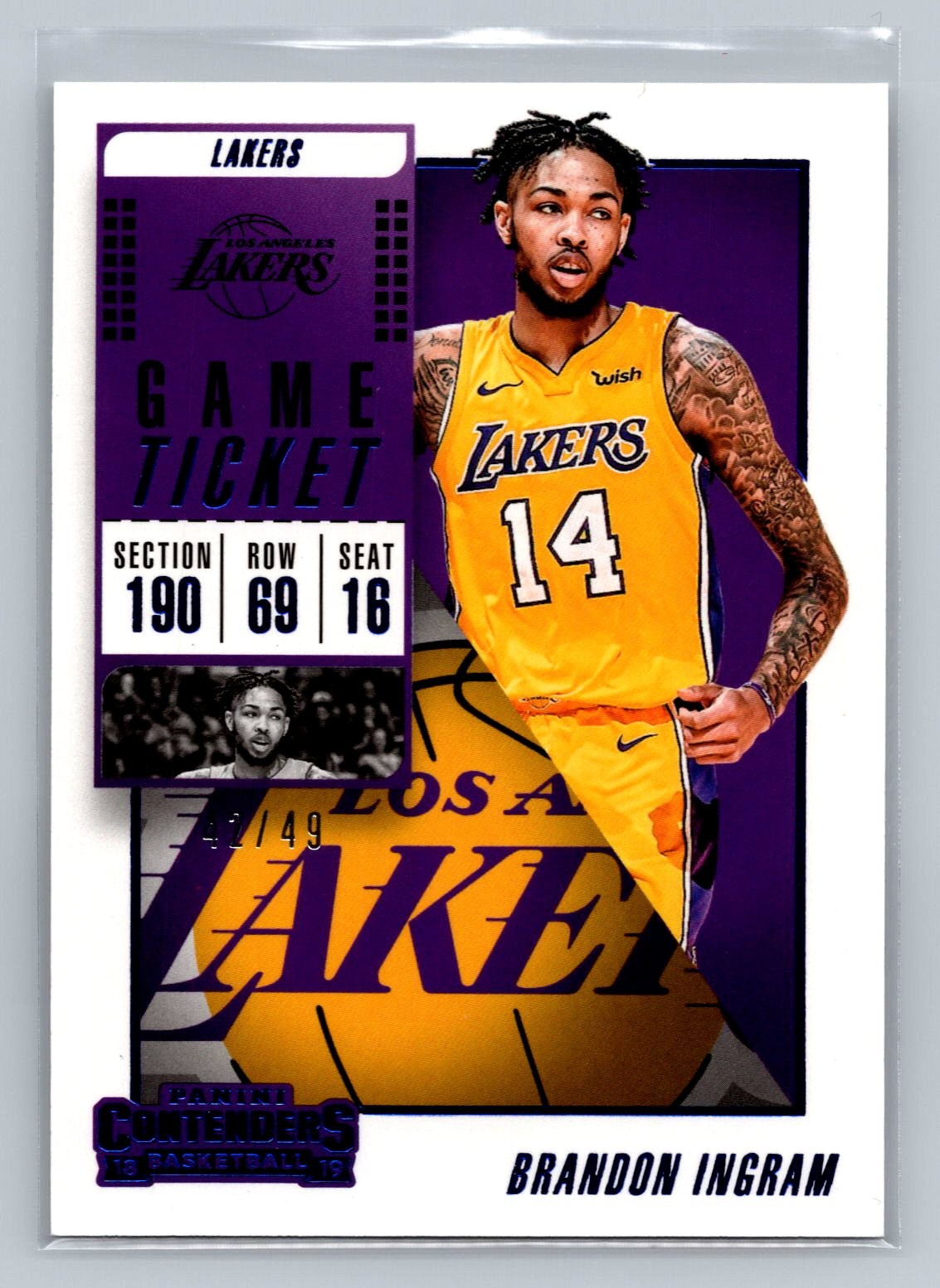 2018-19 Panini Contenders Brandon Ingram Game Ticket Blue #/49 #40