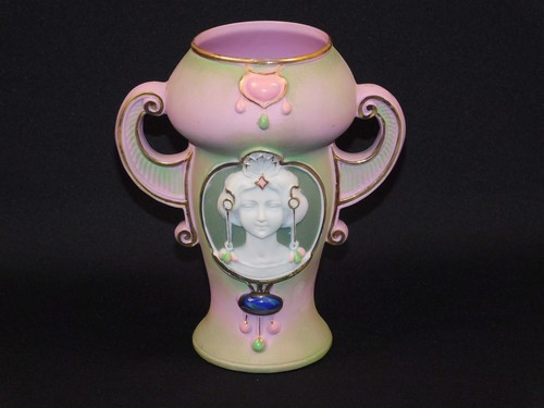 Antique Schafer & Vater Vase Lilac Jasperware Art Nouveau Vase 5.5"