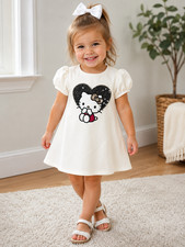 Hello Kitty Toddler Girls Dress with Sequined Heart Graphic sz 2T - NWT