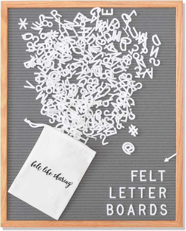 Elegant Gray Felt Letter Board 16x20 with 348 Changeable Letters and Oak Frame - Image 3 of 4
