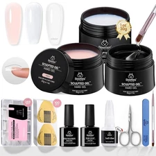 Hard Gel for Nails Kit Classic Neutral 3 Colors 9 in 1 Nail Extension Sculpting