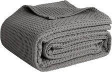 100 Cotton Blankets for Bed - Waffle Weave Blankets for Summer, Lightweight and