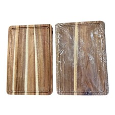Pair 2 BRAND NEW Solid Wood 8x12 Cutting Boards W/ Wood Grain / Grooves
