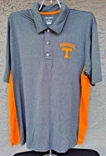 University Of Tennessee Polo Shirt Champion Gray Orange Vols Volunteers Mens L
