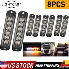 8X 6 LED Strobe Light Bar Car Truck Flashing Warning Hazard Beacon Amber White