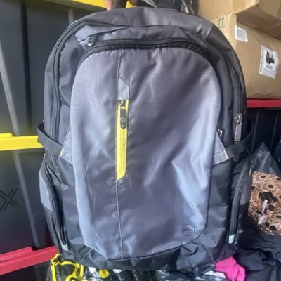 Dell Gray Black Yellow Nylon Backpack for 15'' Laptop, Padded Partitions