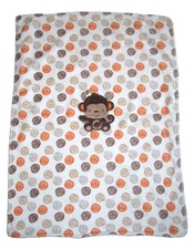 TAGGIES Brown Orange Tan Monkey Baby Blanket Circles Swirls 30x40 Security Lovey