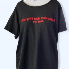 Black oversized "sorry if I look interested, I'm not" t-shirt XXL Woundup