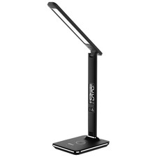 Groov e Ares LED Desk Lamp Touch Control Wireless Charger Clock & Display Black