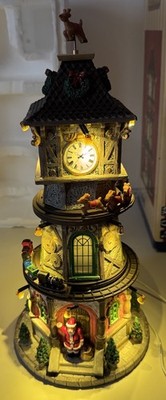 Lemax Village Collection Christmas Clock Tower Retired 2014 WORKS read