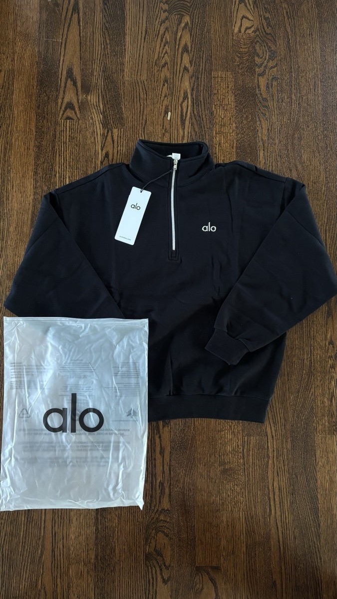 Size Medium- ALO Quarterzip Pullover Sweatshirt Black | eBay