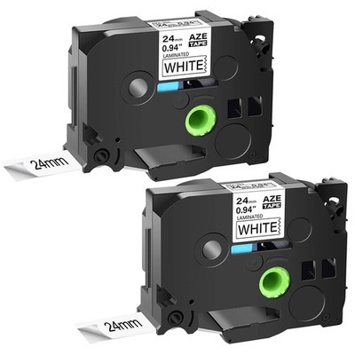 TZ TZe-251 Label Tape Replacement 24mm Black on White for Brother PTD600 2 Packs