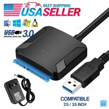 USB 3.0 to SATA III Adapter For 2.5" 3.5" SSD HDD Hard Drive - With Power Supply
