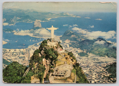 Postcard Rio Brazil Corcovado Christ the Redeemer 1964 ''Hospital Visit'' Message