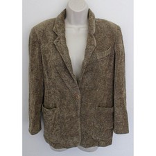 Max Mara Blazer Size 4 Brown Textured Tweed Wool Blend One Button Italy Vintage