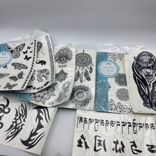Henna Lace Assorted Designs Temporary Tattoo Sheets Lot Black Paper New