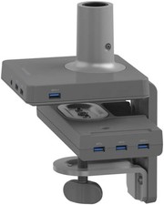 HumanScale M/Connect Retrofit USB Dual-Video Docking Station Clamp Mount Silver
