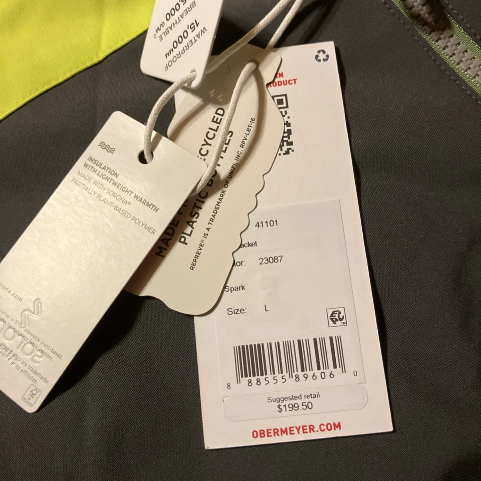 Chaqueta de esquí Obermeyer juvenil talla L (14-16) verde/amarillo/gris oscuro nueva con etiquetas Foto 2 de 4