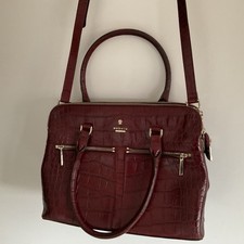 Modalu Pippa Handbag Burgandy Croc Excellent Cond With Dust Bag