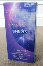FENTY BEAUTY SMURFS GLOSS BOMB LIP LUMINIZER .3 FL OZ KEYCHAIN SMURFETTE EFFECT