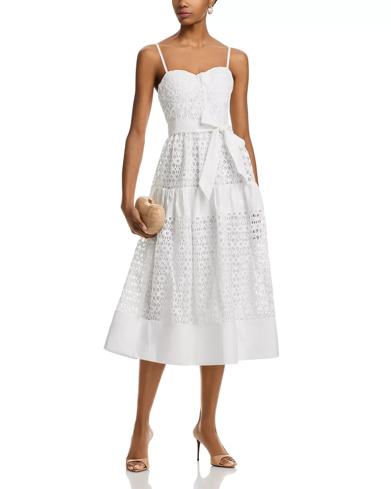 AQUA Women's Dress Sz M Eyelet Midi - Exclusive
