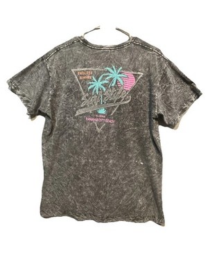 Vtg Surf Style Panama City Beach FL T-Shirt L Palm Tree Graphic  Acid Wash Gray