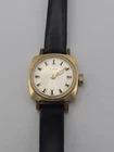 Vintage Timex Mechanical Womens Watch Gold Tone Black Band