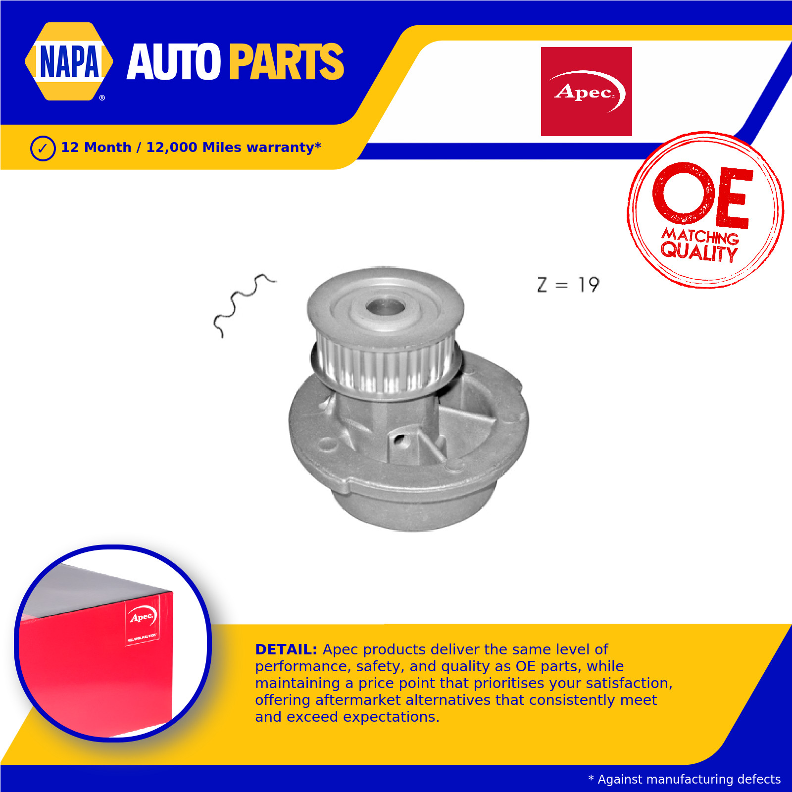 Water Pump AWP1396 Apec Coolant 1334025 1334065 1334098 90144227 90325660 New