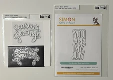 Simon Says Stamp Word Die Lot of 2 - YOU ARE MY JOY - SEASON'S GREETINGS