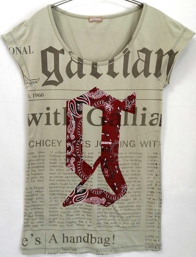 John Galliano, John Galliano 00s Newspaper & Bandana Print T-shirt XS Cotton Vintage