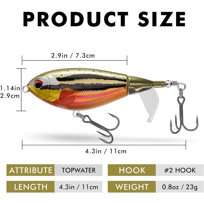 TRUSCEND Topwater Fishing Lure BKK with Hook, Pencil Plopper Fishing Lure Bass