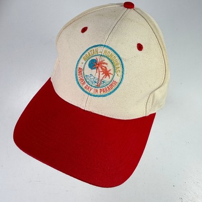 Roatan Honduras Paradise Hut Herren Verstellbar Creme Rot Palmen Souvenir