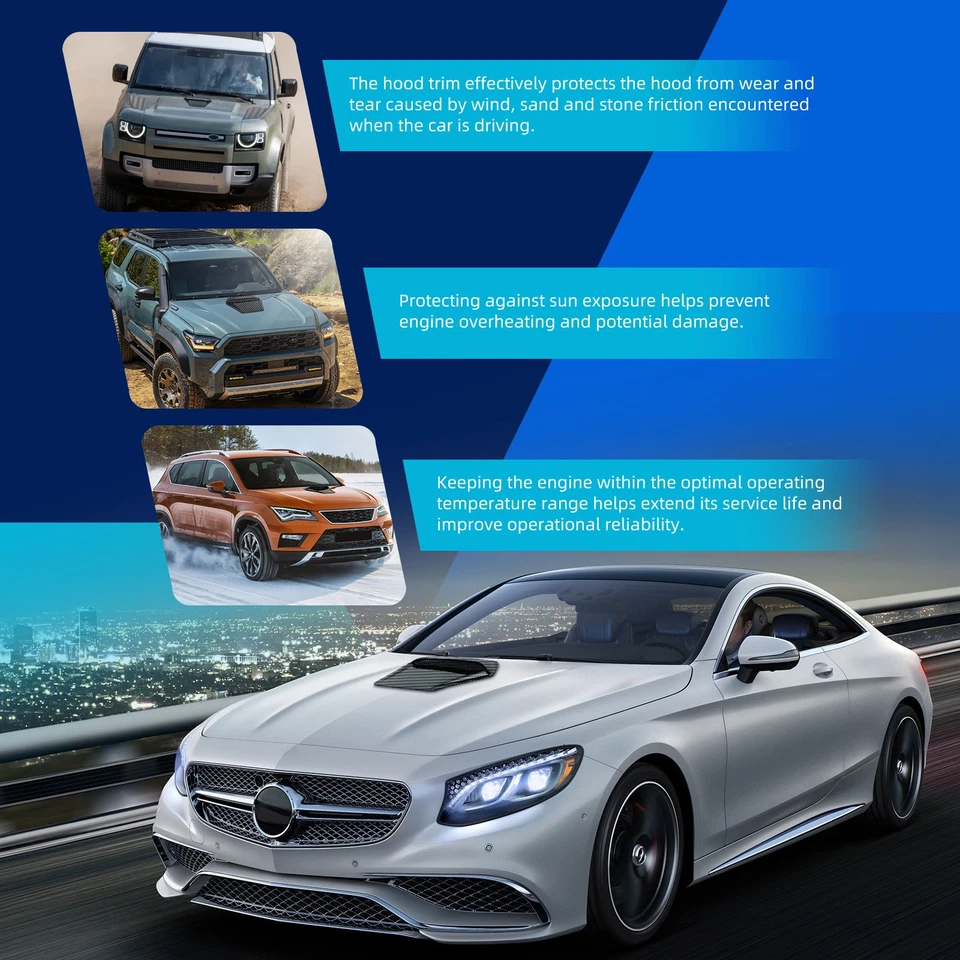 For Honda CR-V Car Front Air Flow Intake Outlet Hood Scoop Vent Cover Carbon - Image 4 of 4