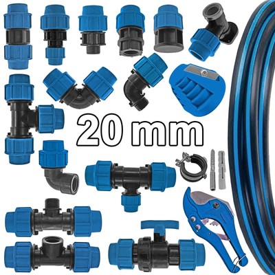 20 mm PP Fittings für PE Rohr Klemmverbinder Verschraubung Winkel Klemmfittinge