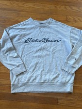 Eddie Bauer Women s Gray Logo Crewneck Sweatshirt Size M Cotton
