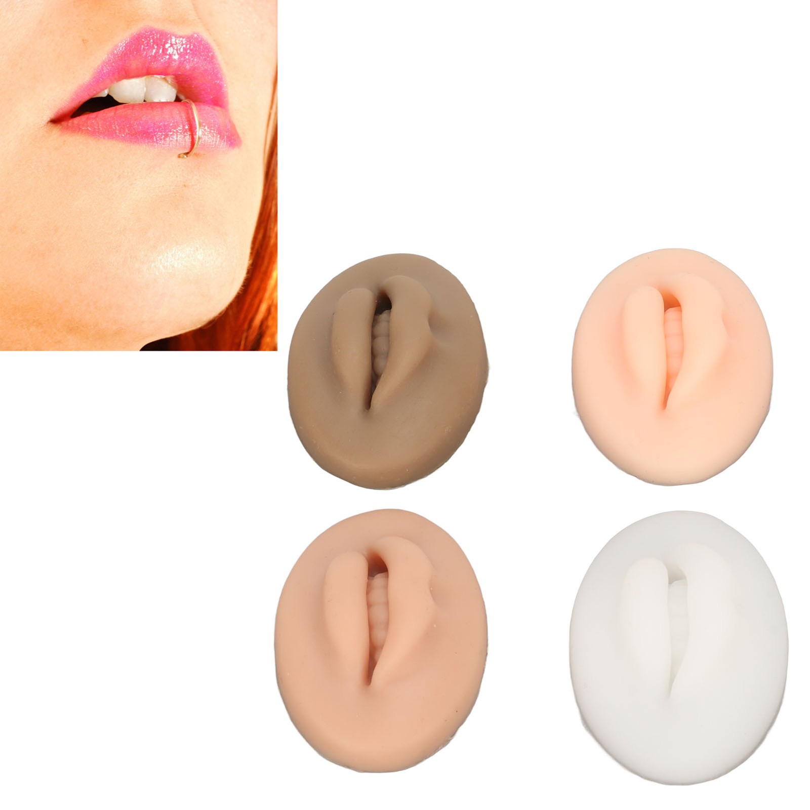 4Pcs Silicone Lip Model Light Dark Black Translucent Color Soft Flexible 3D BLW